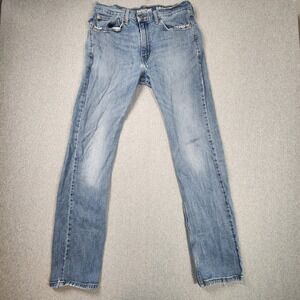 Signature Levi Strauss Slim Straight Jeans Mens 30x32 Blue Fair Distressed